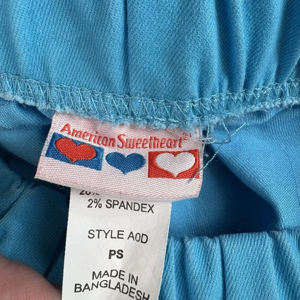 VTG Y2K American Sweetheart Pants Women's PS Blue Pull-On Elastic Waist Straight
